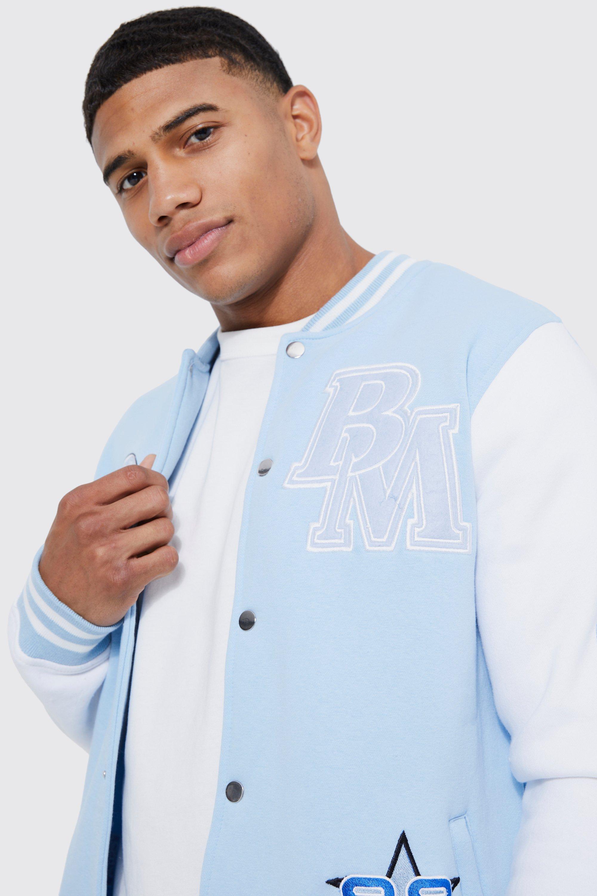 Baby blue letterman cheap jacket